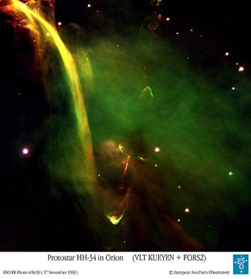 HH 34 protostella nella costellazione dell'Orione
