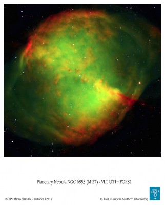 Nebulosa planetaria M 27 nella costellazione della Volpe