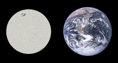 Confronto di dimensioni fra Sirio B e la Terra - ricordo che la massa di Sirio B e pari alla massa del Sole; questo confronto permette di farsi unidea sulla densita della materia allinterno della stella