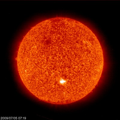 Il Sole fotografato da SOHO oggi 5 luglio 2009