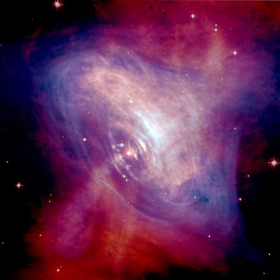 Nebulosa del Granchio - Foto combinata di Hubble e Chandra (in blu)