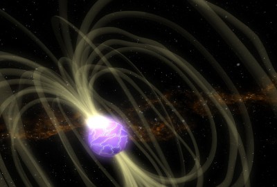 Schema del campo magnetico di una stella di neutroni