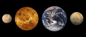 Comparazione fra i primi 4 pianeti del Sistema Solare - Credits: NASA