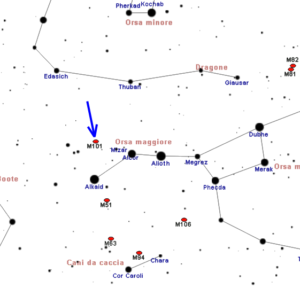 Posizione di M101 nella Costellazione dell'Orsa Maggiore - Credits: Roberto Mura