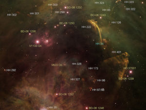 Oggetti HH osservati nella nebulosa di Orione - Credits Z. Levay (STScI), T.A. Rector (University of Alaska Anchorage), and H. Schweiker (NOAO-AURA-NSF)