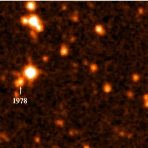 Lo spostamento della coppia di stelle dal 1978 a oggi - Credits: NASA-STScI-JPL-IPAC-University of Massachusetts