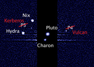 La mappa dei nuovi nomi delle lune di Plutone - Hubble image: NASA, ESA and M. Showalter/SETI