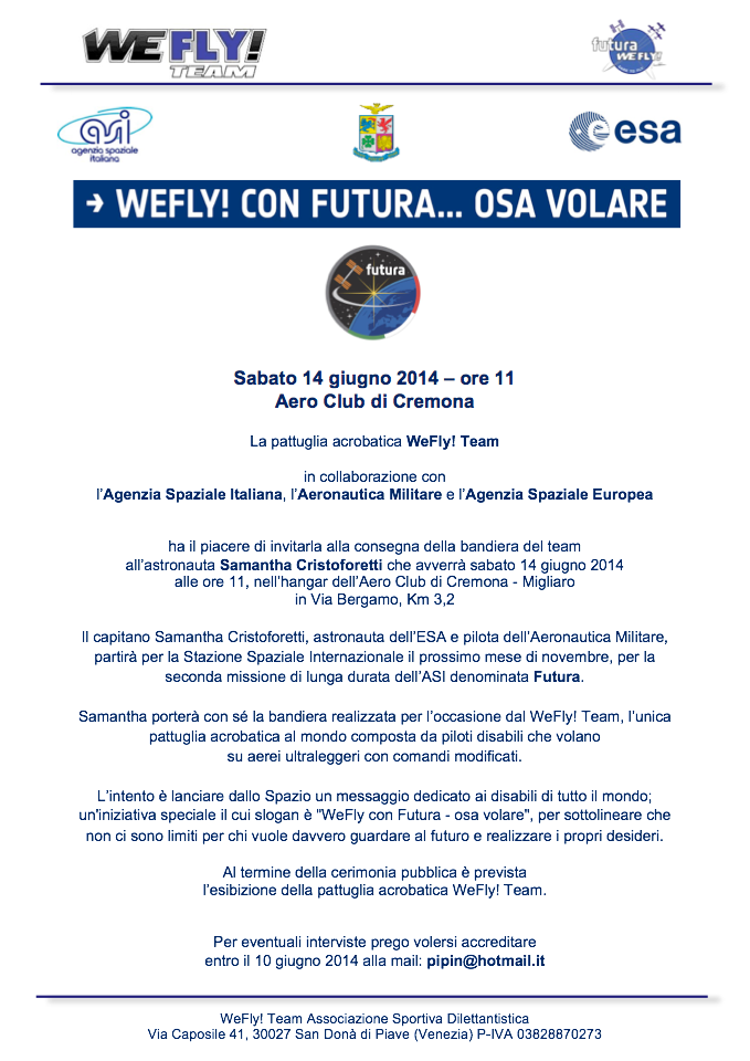 INVITO WeFly con Futura Cremona 14 giugno 2014