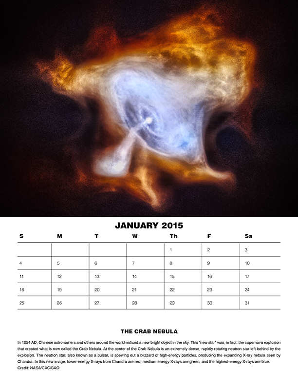 Pagina di gennaio 2015 del calendario di Chandra. - Credits: NASA/ SAO