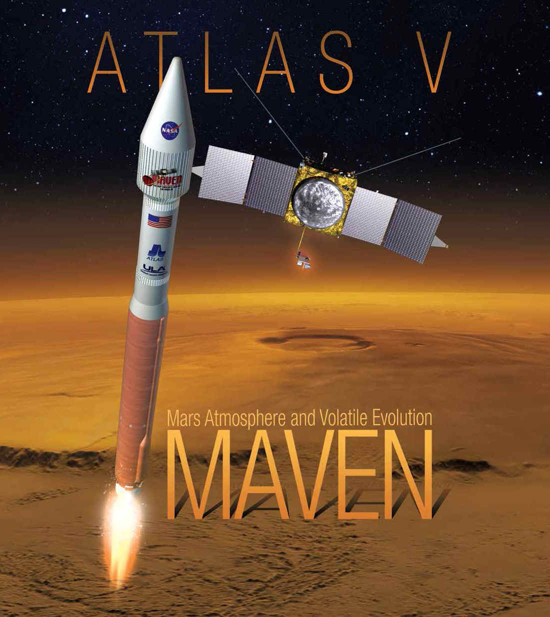 MAVEN locandina della missione - Credits: NASA