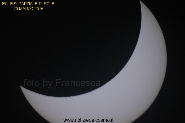 MOMENTO DELLA TOTALITA' DELL'EVENTO DAL NORD ITALIA. Fotocamera Nikon D70 montata su Celestron 8 Schmidt-Cassegrain montatura a forcella.