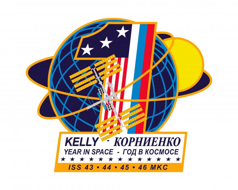 Logo dedicato a Kelly e Korniyenko per la missione di un anno sulla ISS - Copyright degli aventi diritto