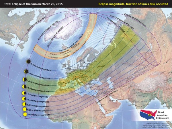 Mappa dell'eclissi del 20 marzo 2015